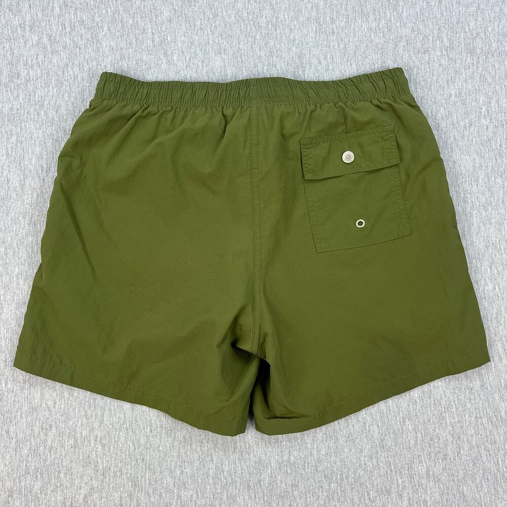 Bather Swim Trunks Mens Medium Olive Green Mesh-Lined 5" Inseam Elastic Waist - Picture 3 of 12